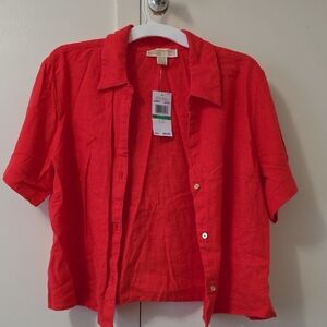 Michael Kors Red Casual Button Down Shirt
